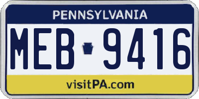 PA license plate MEB9416
