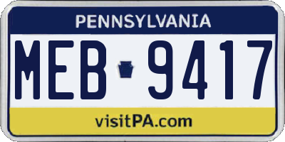 PA license plate MEB9417
