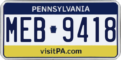 PA license plate MEB9418