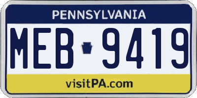 PA license plate MEB9419