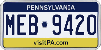 PA license plate MEB9420