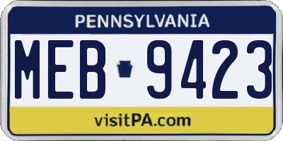 PA license plate MEB9423