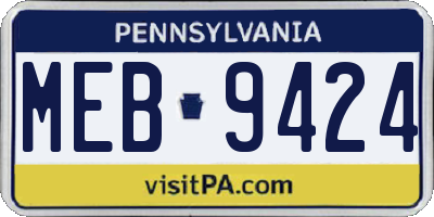 PA license plate MEB9424