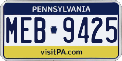 PA license plate MEB9425