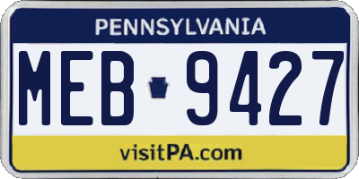 PA license plate MEB9427