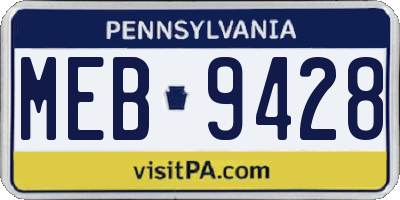 PA license plate MEB9428