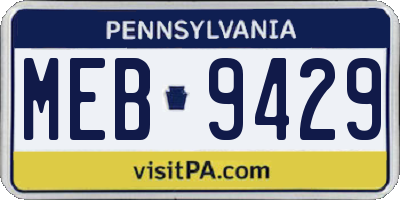 PA license plate MEB9429