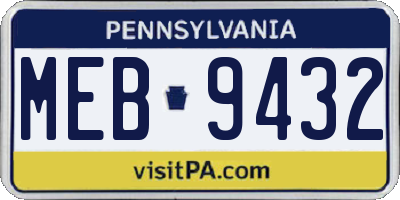 PA license plate MEB9432