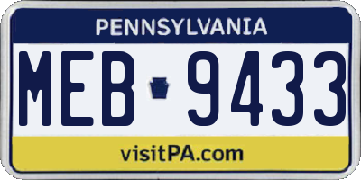 PA license plate MEB9433
