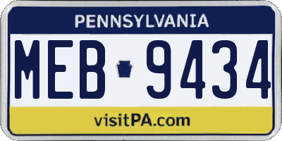 PA license plate MEB9434