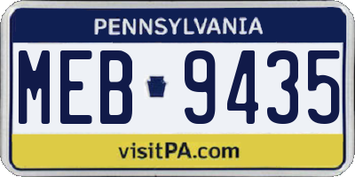 PA license plate MEB9435