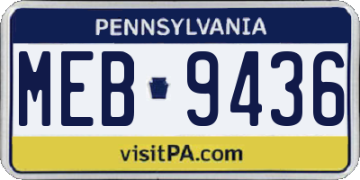 PA license plate MEB9436