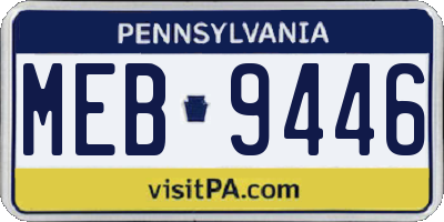 PA license plate MEB9446