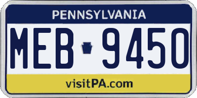 PA license plate MEB9450