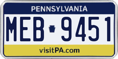PA license plate MEB9451