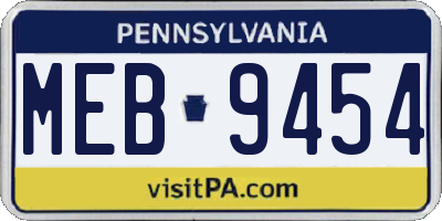 PA license plate MEB9454