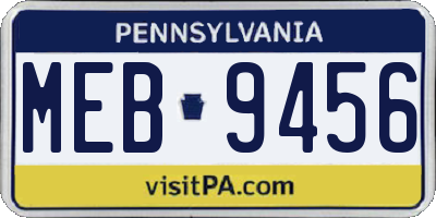 PA license plate MEB9456