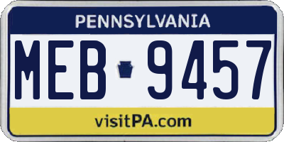 PA license plate MEB9457