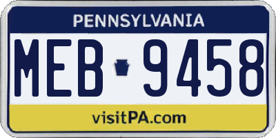 PA license plate MEB9458