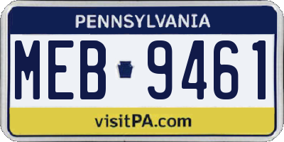 PA license plate MEB9461