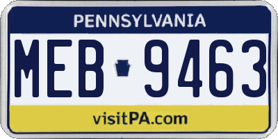 PA license plate MEB9463