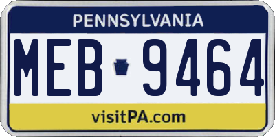 PA license plate MEB9464