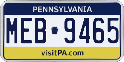 PA license plate MEB9465