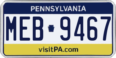 PA license plate MEB9467