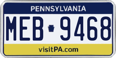 PA license plate MEB9468