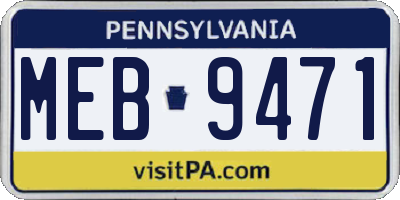 PA license plate MEB9471