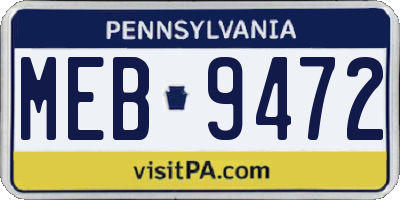 PA license plate MEB9472