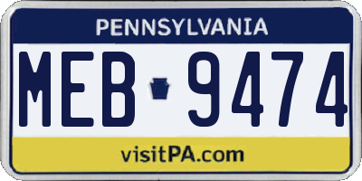 PA license plate MEB9474