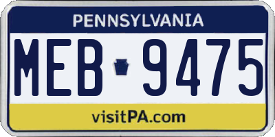 PA license plate MEB9475