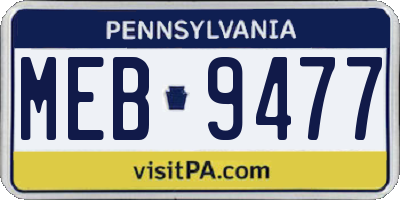 PA license plate MEB9477