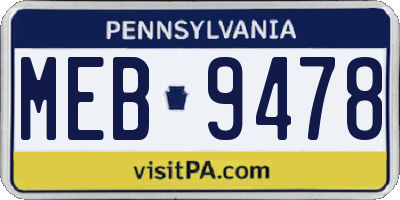 PA license plate MEB9478