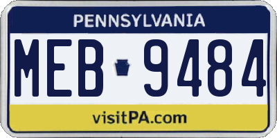 PA license plate MEB9484