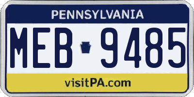 PA license plate MEB9485
