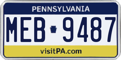 PA license plate MEB9487