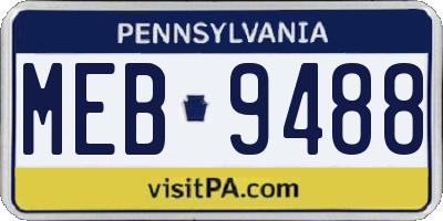 PA license plate MEB9488
