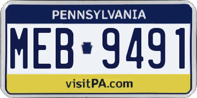 PA license plate MEB9491