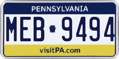 PA license plate MEB9494