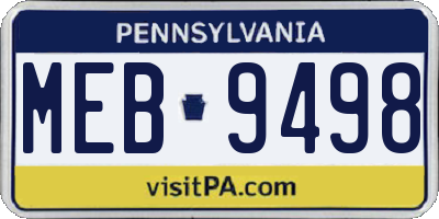 PA license plate MEB9498