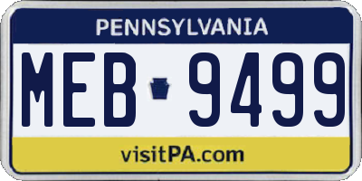 PA license plate MEB9499