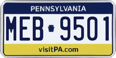 PA license plate MEB9501