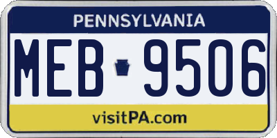 PA license plate MEB9506