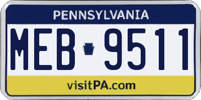 PA license plate MEB9511