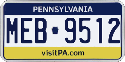 PA license plate MEB9512