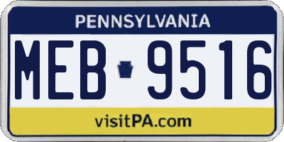 PA license plate MEB9516