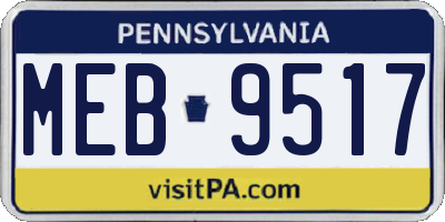 PA license plate MEB9517