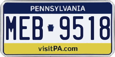 PA license plate MEB9518